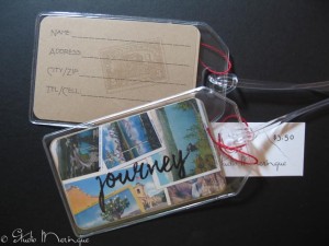 Postcard collage, "journey" Luggage Tag